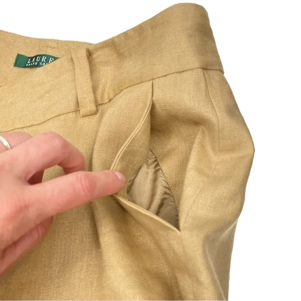 LAUREN Ralph‎ Lauren 100% Linen Pant Lined Wide Leg Women’s 6